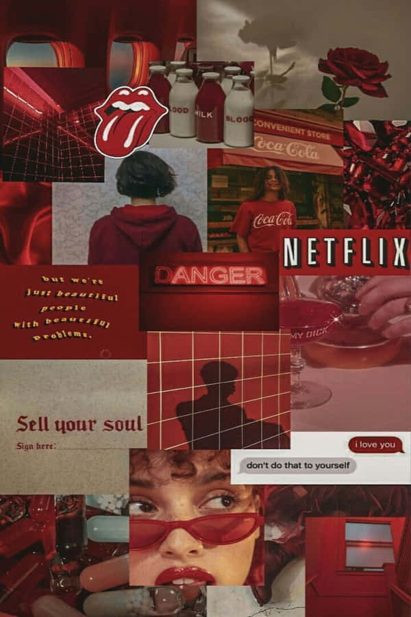 Pop Culture References Red Retro 80s Aesthetic Wallpaper