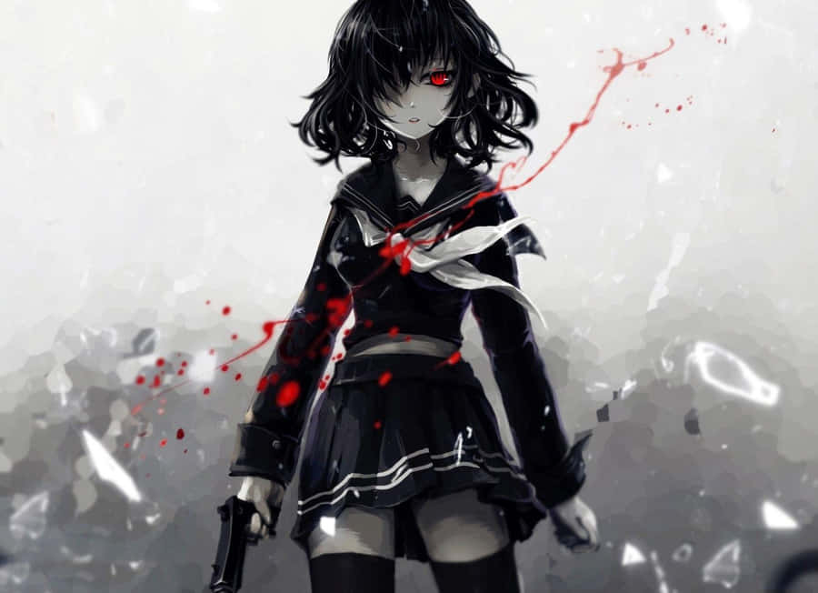 Psycho Anime Girl Lurking In The Shadows Of The City Wallpaper