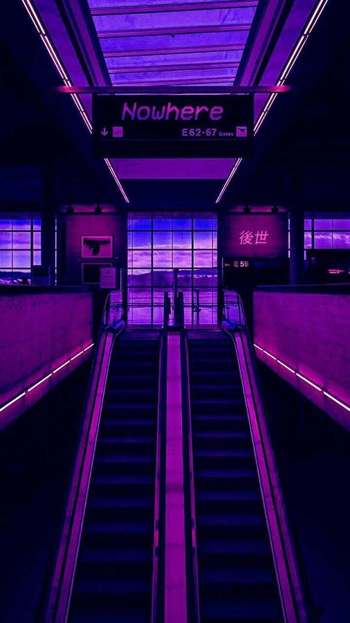 Purple aesthetic escalator wallpaper