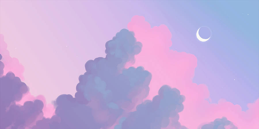 Purple aesthetic moon and sky wallpaper