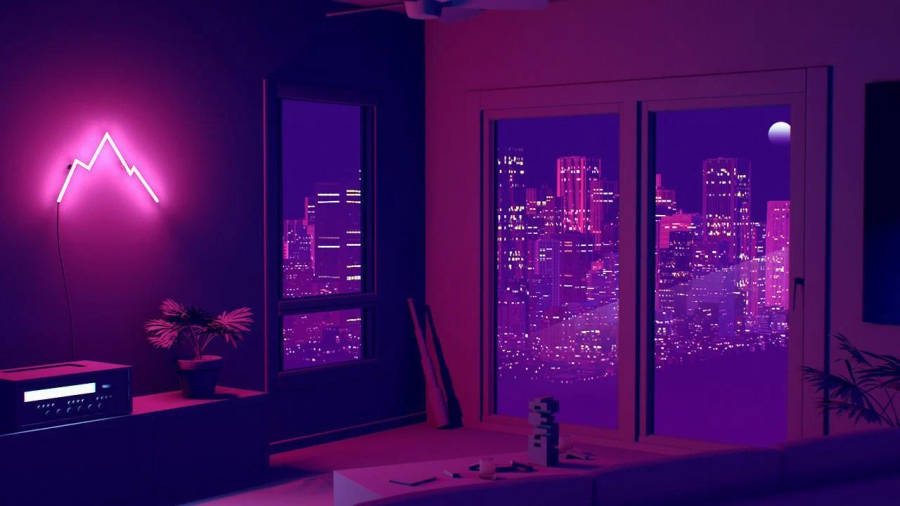 Purple aesthetic room wallpaper