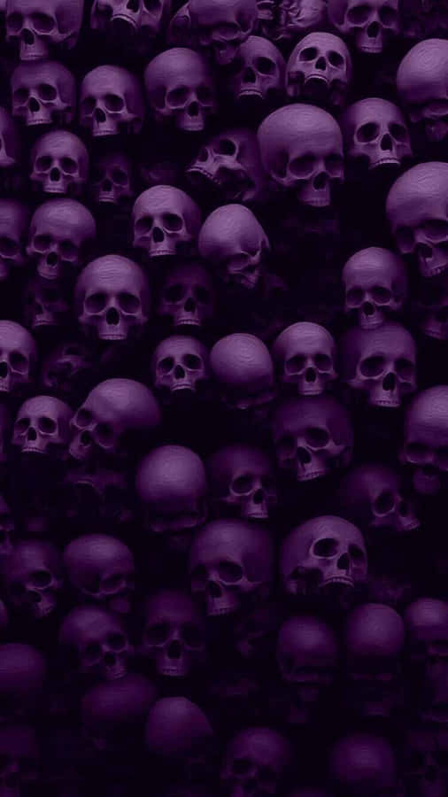Purple Gothic Skeleton Heads Wallpaper
