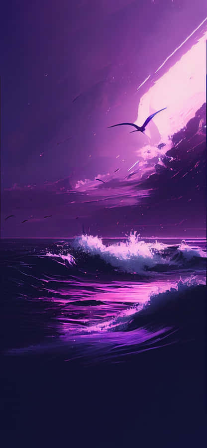 Download Free Purple Seascape Sunset Bird Wallpaper - Mrwallpaper.com