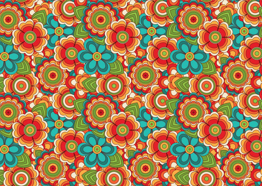 Retro Floral Pattern70s Style Wallpaper