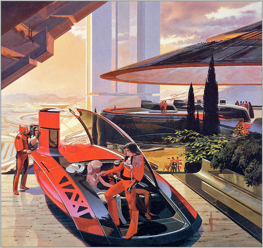 Retro Futuristic Car Art Wallpaper