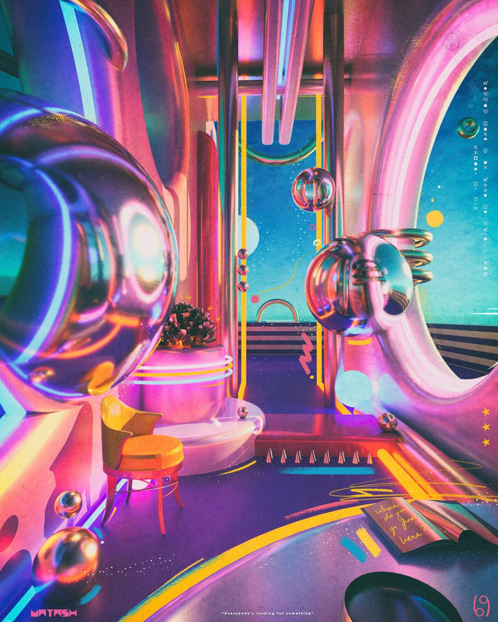 Retro Futuristic Room Wallpaper