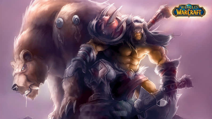 Rexxar With His Bear Behind Hearthstone Desktop Wallpaper