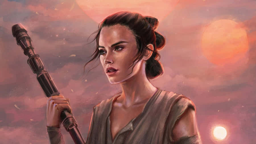 Rey Takes On The Challenge In Star Wars Wallpaper