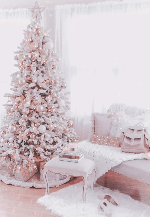 Rose Gold Christmas Theme Wallpaper