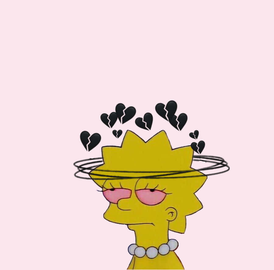 Sad Lisa Simpson With Broken Hearts Wallpaper