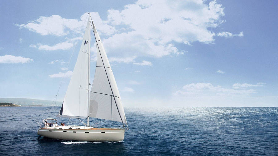 Sailing Sloop Heavenly Skies Wallpaper