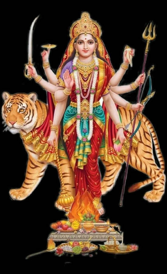 Download free Santoshi Maa Goddess And Tiger Wallpaper - MrWallpaper.com