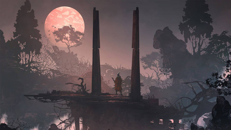 Download Free Sekiro Shadows Die Twice Red Moon Wallpaper - Mrwallpaper.com