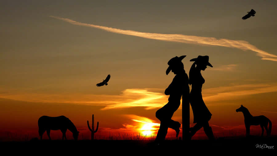 Silhouette Of A Couple Wallpaper