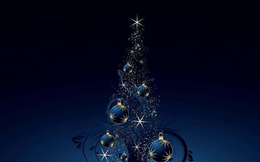 Simple Indigo Christmas Tree Balls Ipad Wallpaper