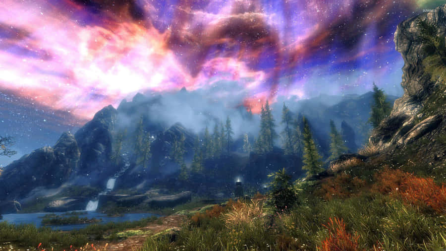 Skyrim Galactic Sky Desktop Wallpaper
