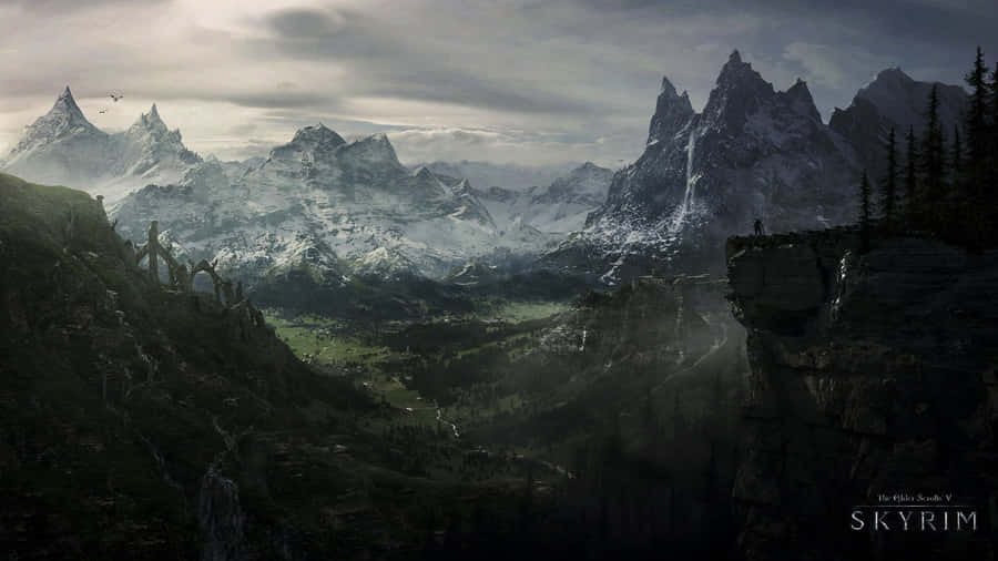 Skyrim Winter Ridges Desktop Wallpaper