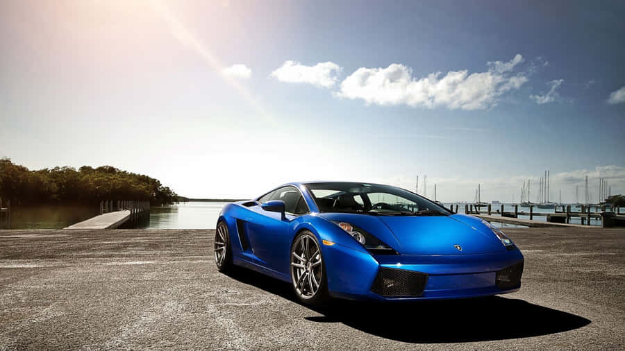 Sleek Blue Lamborghini Aventador Car Wallpaper