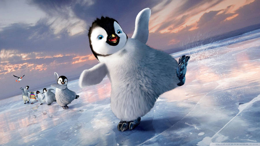 Sliding Happy Penguins Wallpaper