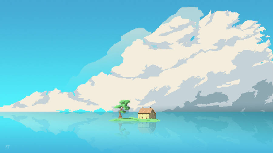 Small island Pixel Art wallpaper