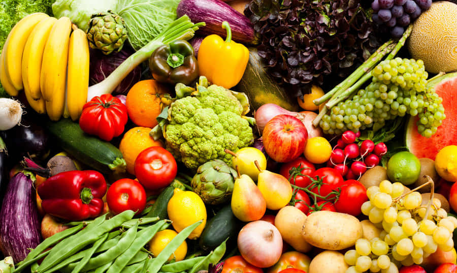 Smorgasbord Of Fruits And Vegetables Wallpaper