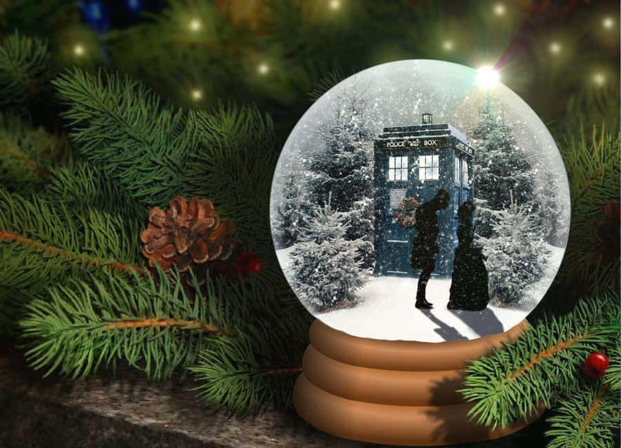 Snow Globe With Winter Scene Wallpaper