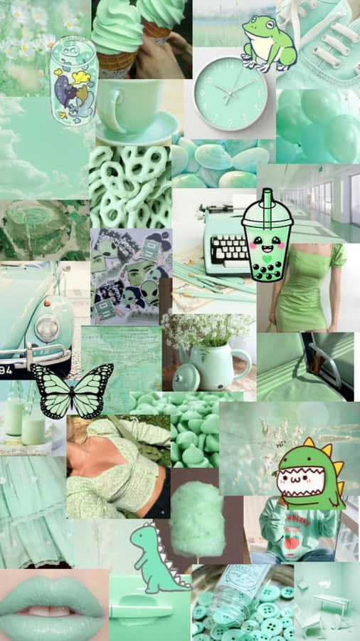 Soft Pastel Mint Green Wall With A Cloudy Impression Wallpaper