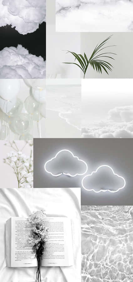 Soft White Aesthetic Cell Phone Collage Wallpaper