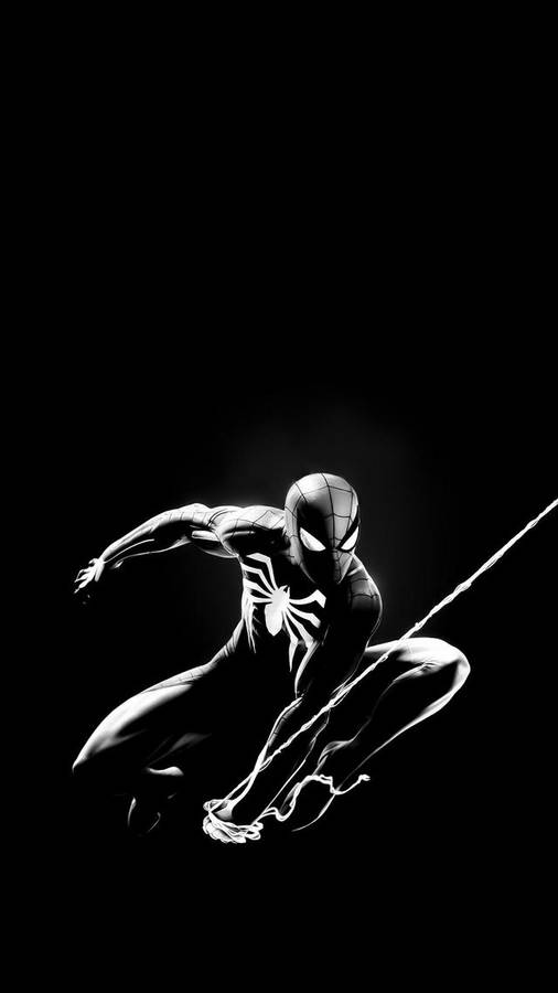 Spider-man Swings Through The City, Dressed In White Wallpaper