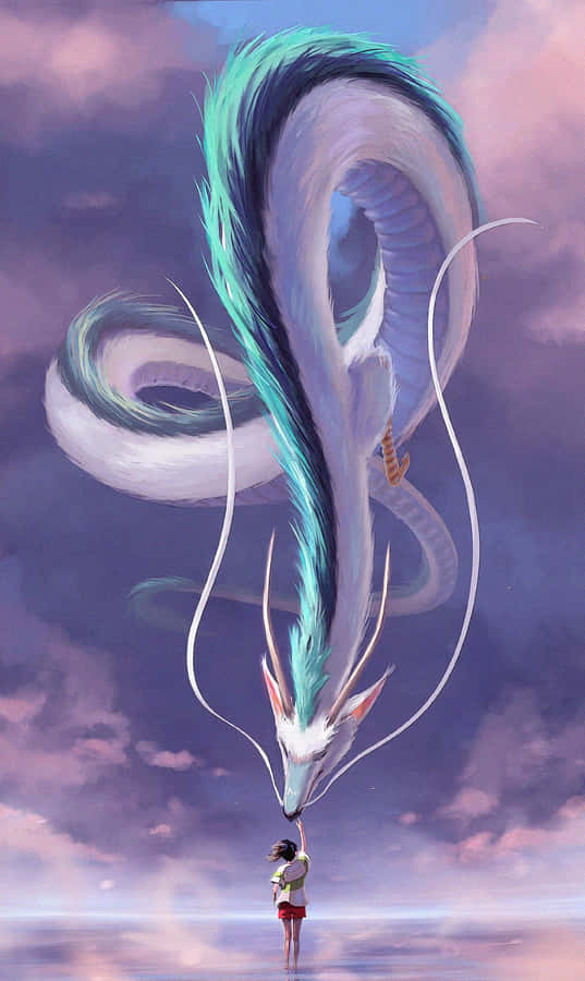 Spirited Away River Dragon Minimalist Wallpaper