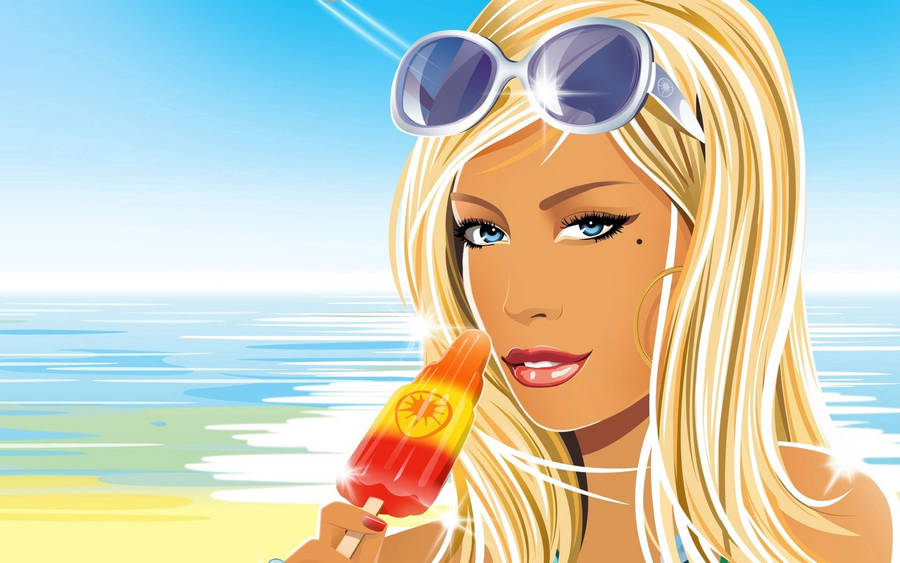 Standing Still At The Beach, This Girl Takes In The Beauty Of The Nature All Around Her. Wallpaper