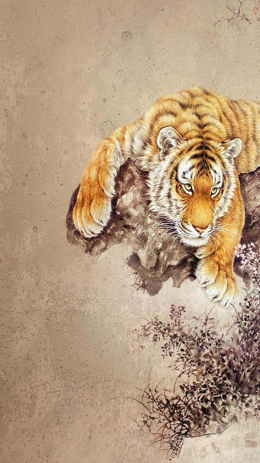 Stay Connected In Style With Tiger Phone! Wallpaper