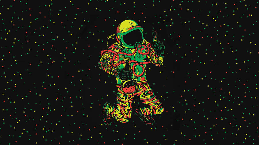 Stoned Cartoon Astronaut Wallpaper