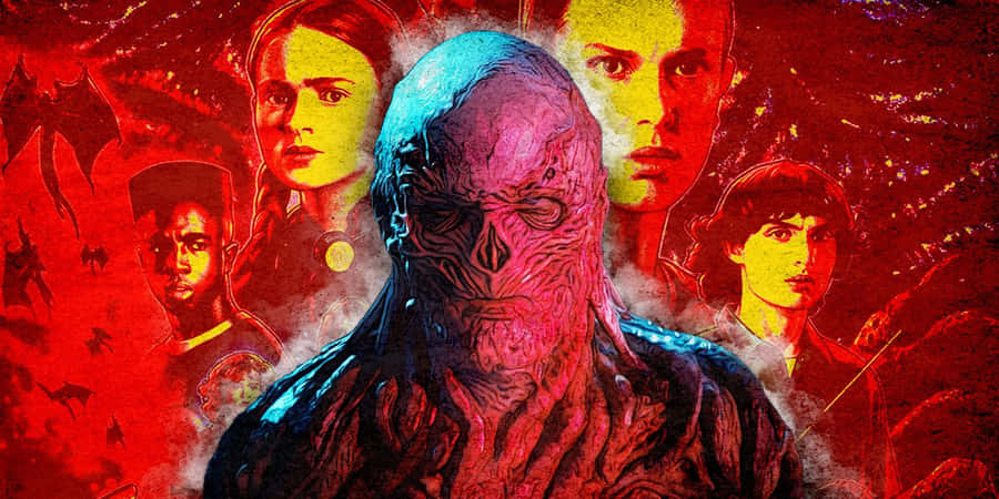 Stranger Things Vecna With The Main Cast Wallpaper