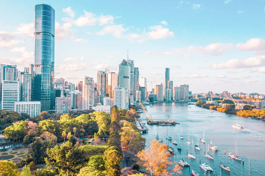 Stunning Sunrise Over Brisbane City Wallpaper