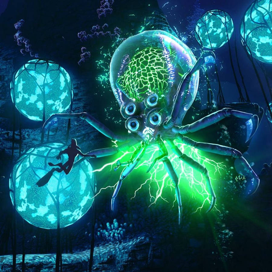 Subnautica Crabsquid Attack Wallpaper