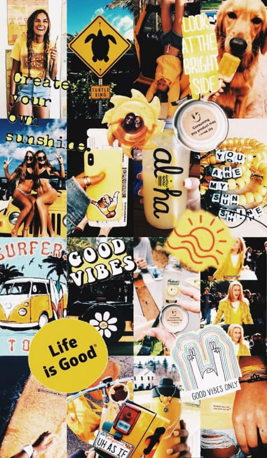 Summer Season Photomontage 70s Aesthetic Desktop Wallpaper