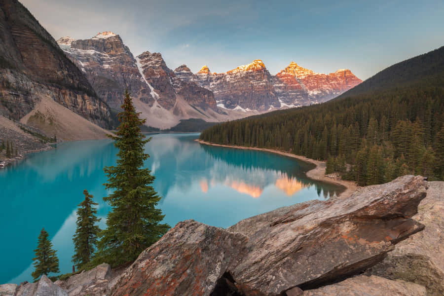 Sunrise At St John's Lake, Banff, Alberta Wallpaper