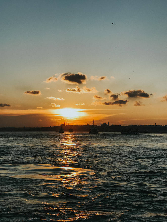Sunset And Boats Amazing Iphone Wallpaper