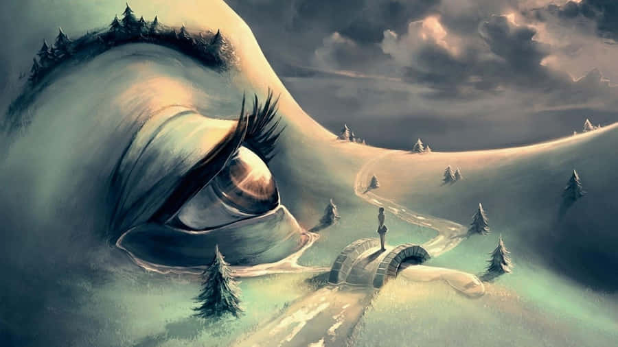 Surreal Art Woman's Face As Snow Mountain Wallpaper