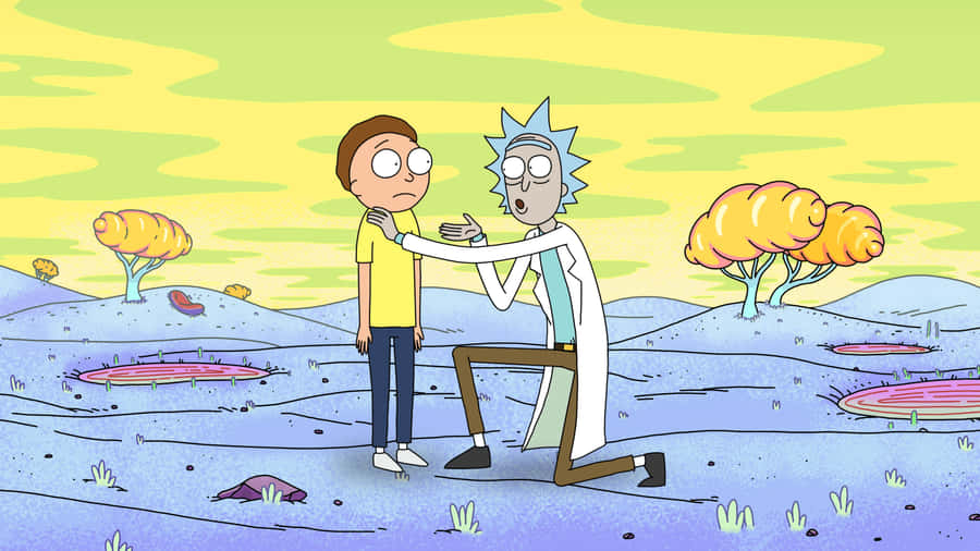Taking A Break From Intergalactic Adventures, Rick And Morty Enjoy Some Time In The Wild Outdoors. Wallpaper