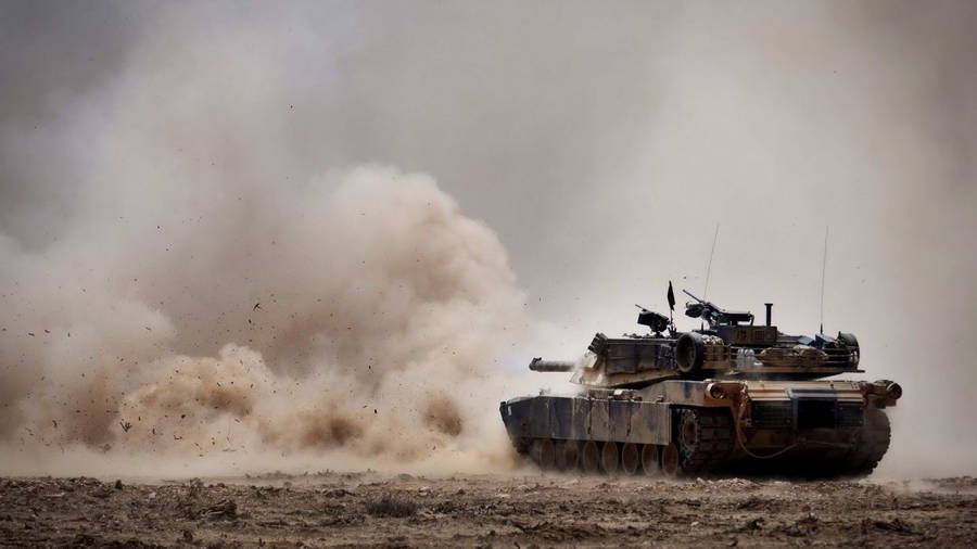 Tank In Dusty Field Wallpaper