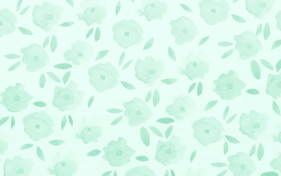 Teal Desktop Minimalist Flower Art Wallpaper