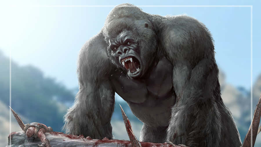 The Iconic King Kong Stands Atop An Empire State Building Wallpaper