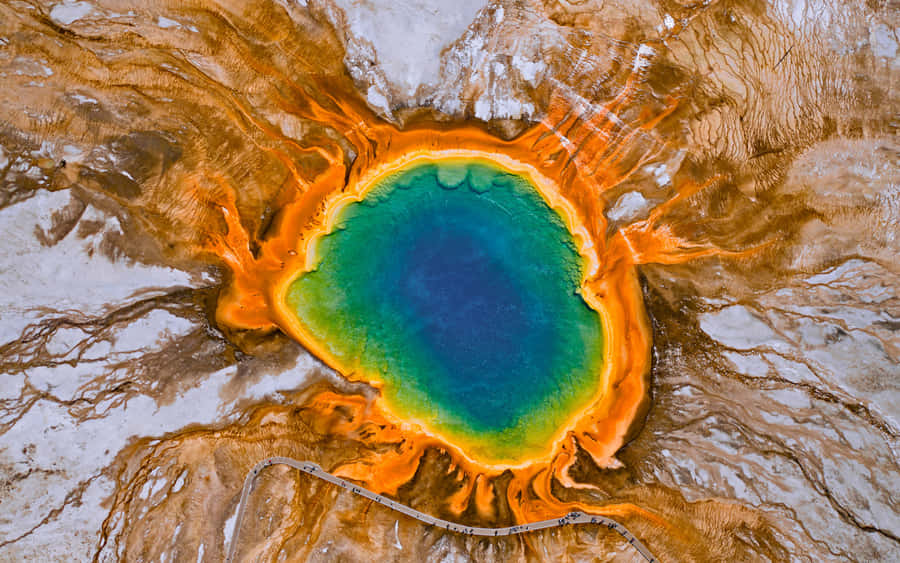 The Magical Grand Prismatic Spring In Yellowstone Wallpaper