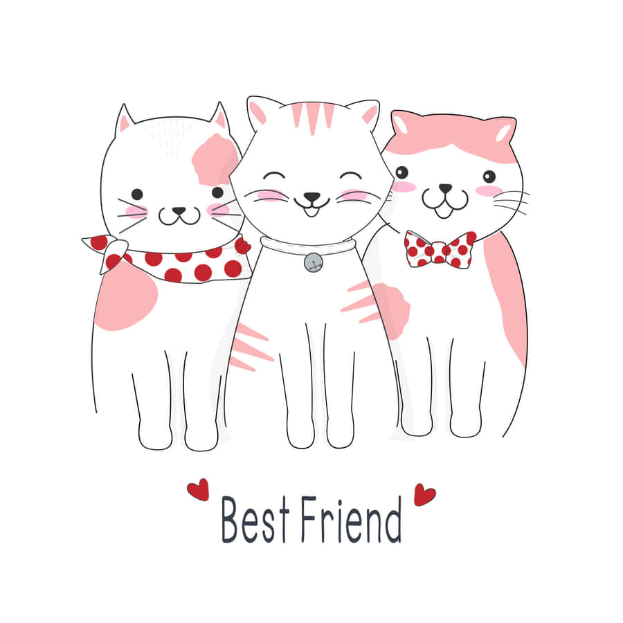 Three Cats Kawaii Best Friend Wallpaper