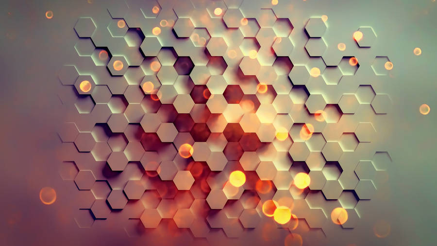 Three Dimensional White Hexagons Wallpaper
