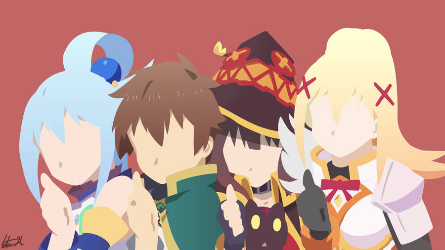 Wallpaper : Kono Subarashii Sekai ni Shukufuku wo, Sat Kazuma Kono  Subarashii Sekai ni Shukufuku wo, Aqua KonoSuba, Megumin, Darkness  KonoSuba, minimalism, simple background 8000x4500 - FuhrerSparkle - 1223340  - HD Wallpapers - WallHere