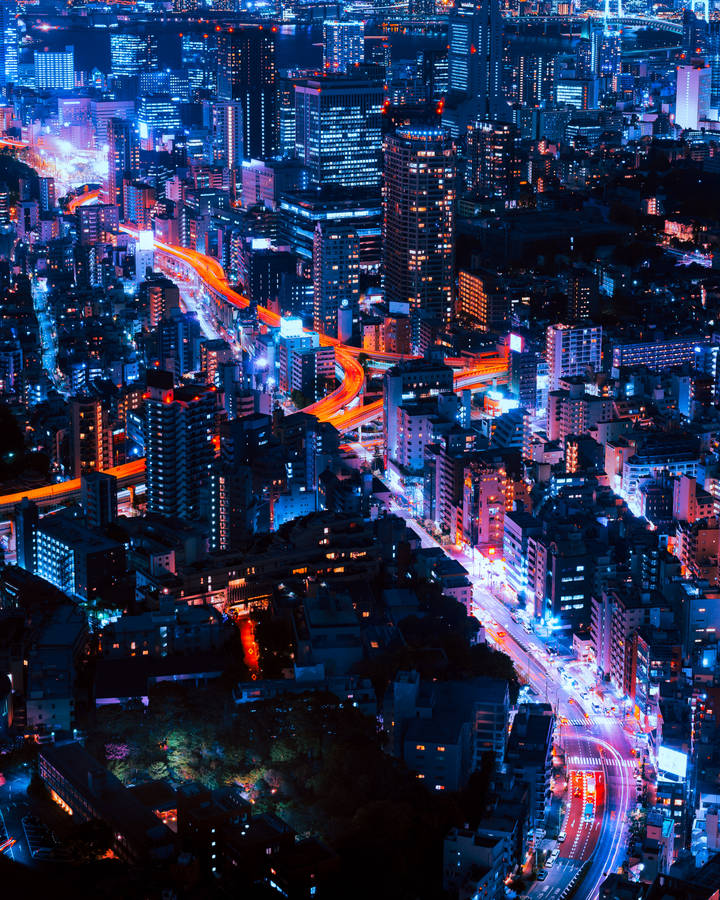 Tokyo City With Neon Lights wallpaper