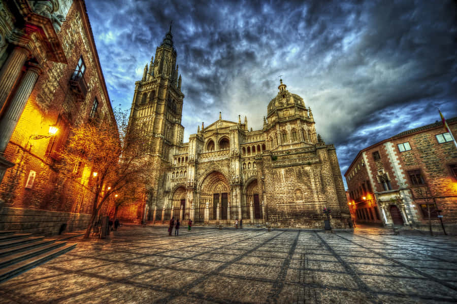 Toledo Cathedral Blue And Orange Desktop Wallpaper